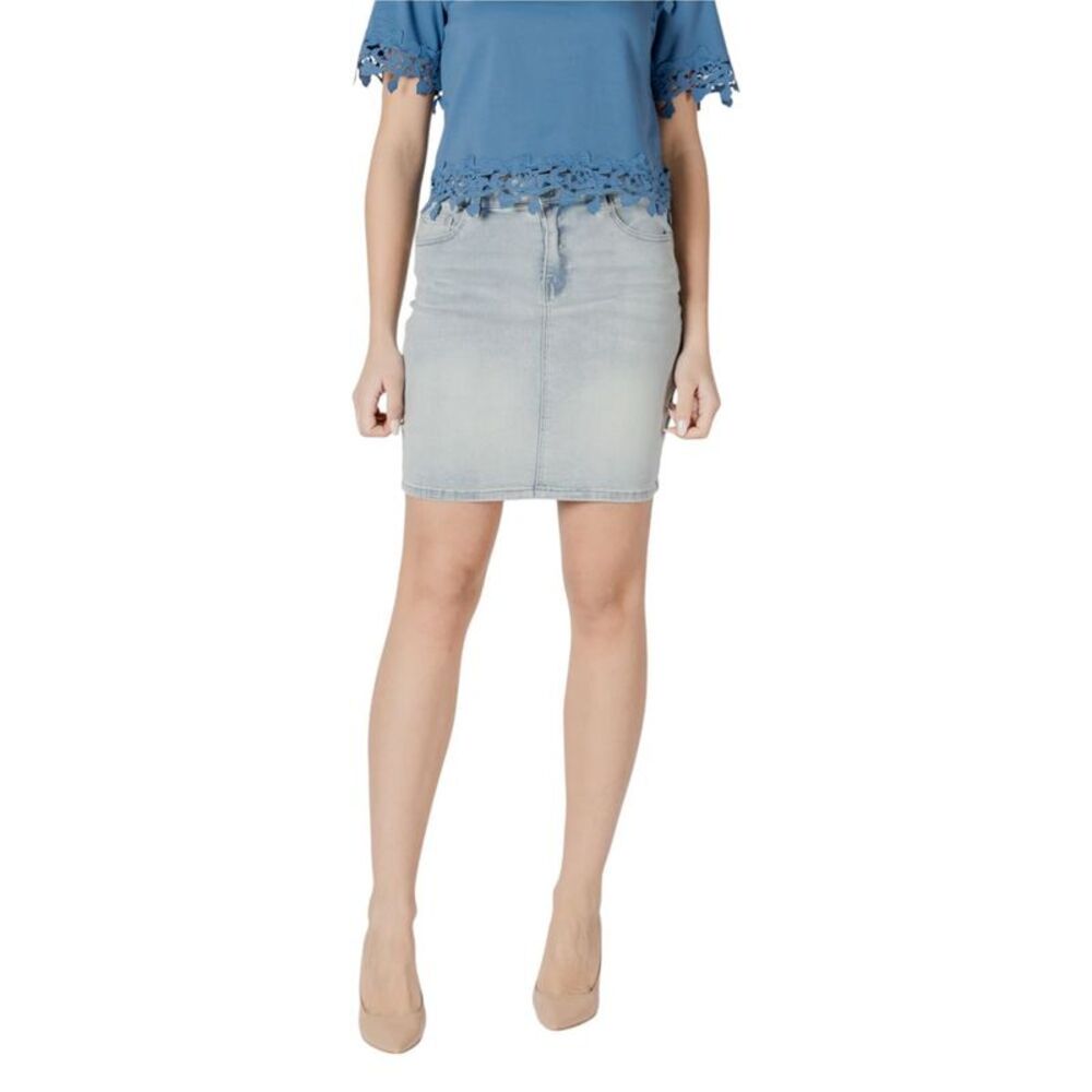 Morgan De Toi Blue Cotton Mini Women's Skirt